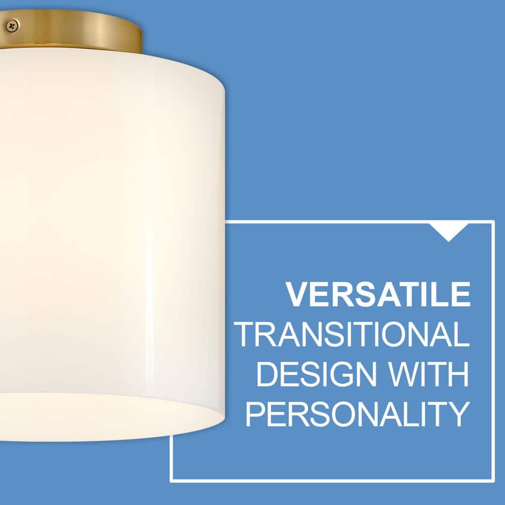 Pippa Lacquered Brass and Opal Glass Flush Mount Light