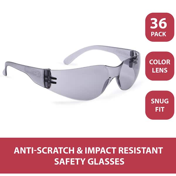Gray, Crystal Color Lens Color Temple Safety glasses (36-Pairs)