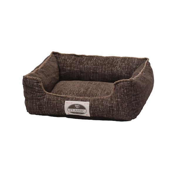 Happy Tails Small 24x20 Chenille Pet Bed Brown