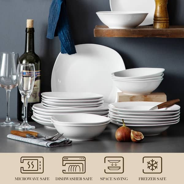 MALACASA 18-Piece White Porcelain Dinnerware in the Dinnerware