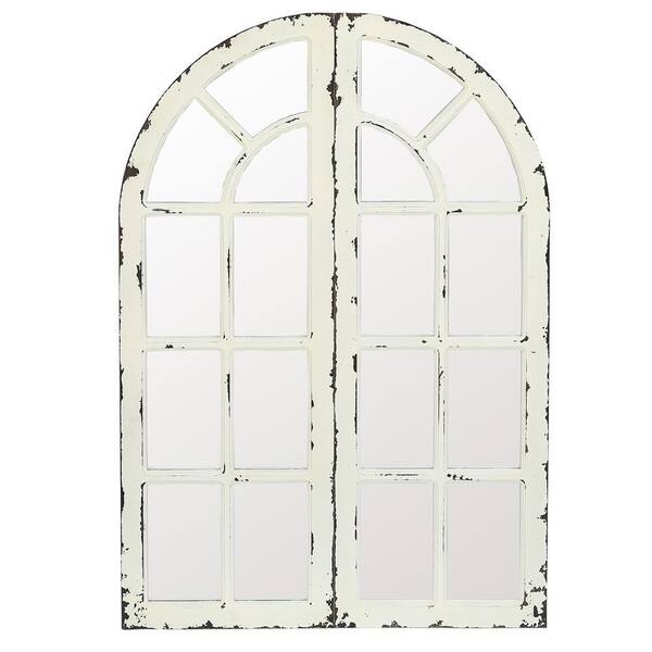 Luxen Home Small Arch White Contemporary Mirror (16 in. H x 47 in. W)