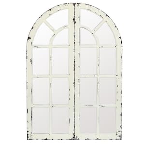 Small Arch White Contemporary Mirror (16 in. H x 47 in. W)