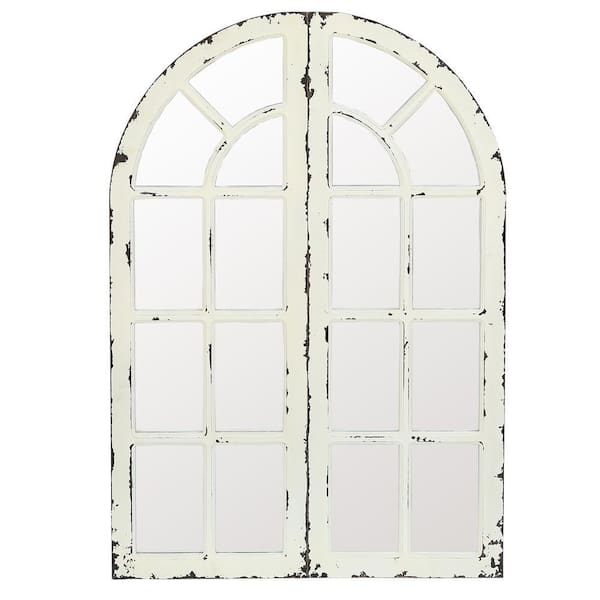 LuxenHome Small Arch White Contemporary Mirror (16 in. H x 47 in. W)