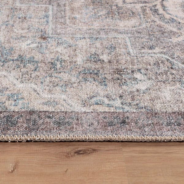 Savina Traditional Machine Washable Area Rug Beige 9 ft. x 12 ft. Area Rug