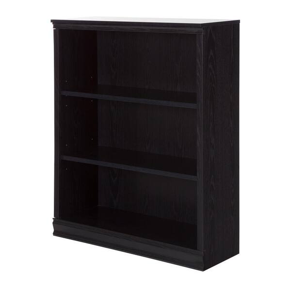 South Shore 44.75 in. Black Oak Faux Wood 3-shelf Standard Bookcase with Adjustable Shelves