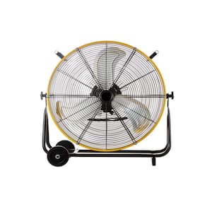 24 in. Industrial Drum Fan 8800 CFM High Velocity 3-Speed Heavy-Duty Metal Air Circulator in Yellow with Casters Handle