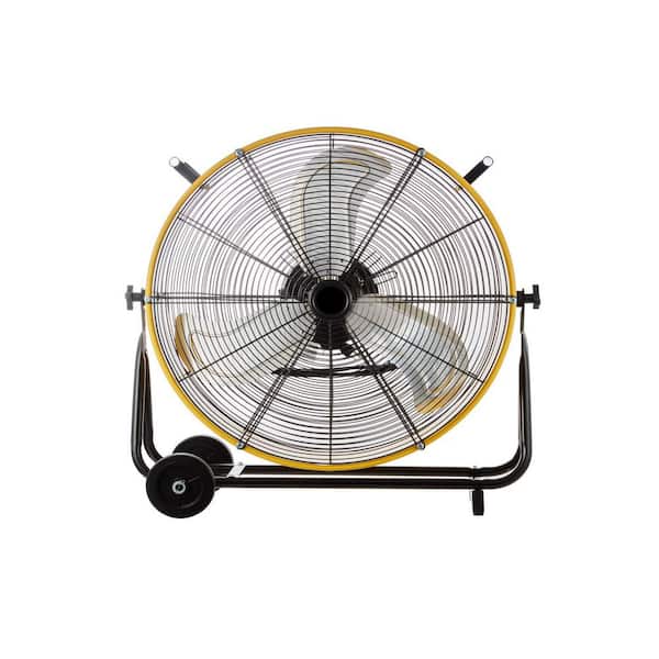 Deeshe 24 in. Industrial Drum Fan 8800 CFM High Velocity 3-Speed Heavy-Duty Metal Air Circulator in Yellow with Casters Handle