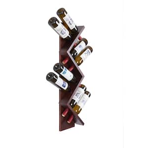 8-Bottle Walnut Pine Wall Mounted Wine Rack
