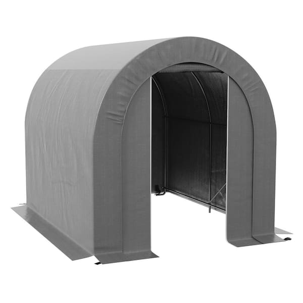 7.8 ft. W x 5.9 ft. D x 6.2 ft. H Gray Roof Metal Carport, Waterproof Portable Shed for Bike, Motorcycle, Garden Tools