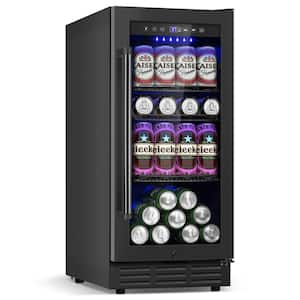 15in.Single Zone Built-in/Freestanding 128-Cans Beverage Cooler with Adjustable Shelf in Black