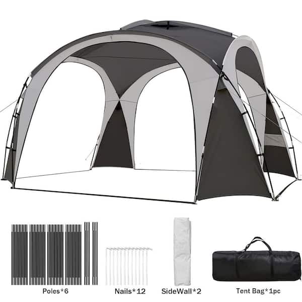 12 ft x 12 ft Large UPF50+ Pop Up Canopy with 2 Side Walls, Sun Shelter for Camping, Backyard, Fishing, Parties, Picnics