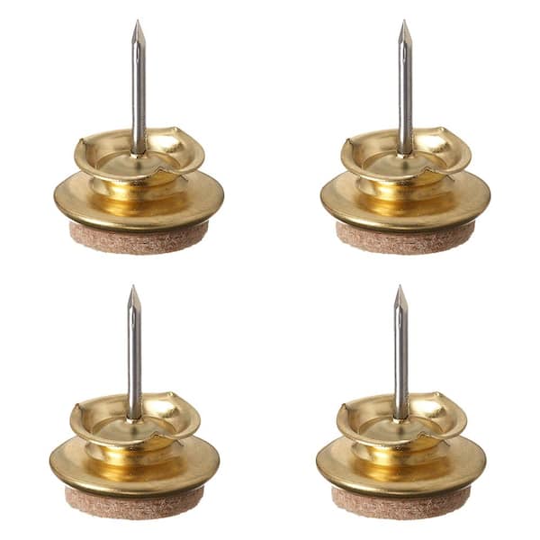 Shepherd 1 in. Beige Felt and Brass Round Nail On Swivel Furniture Glides for Floor Protection 4 Pack 9938 The Home Depot