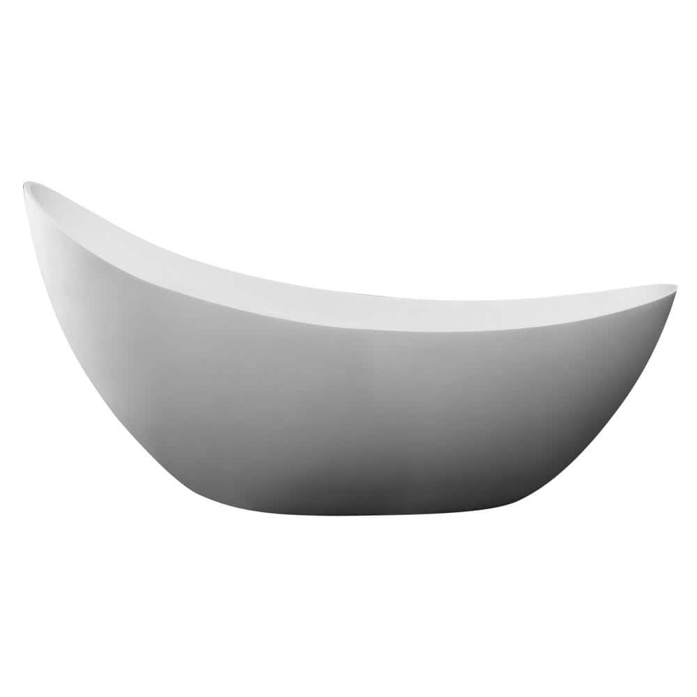 73.75'' White Matte Solid Surface Freestanding Soaking Bathtub