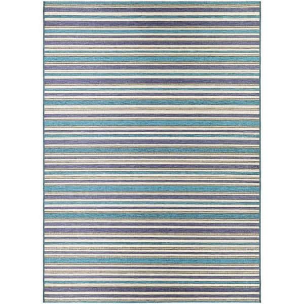 Couristan Cape Brockton Cobalt-Teal 7 ft. x 10 ft. Indoor/Outdoor Area Rug