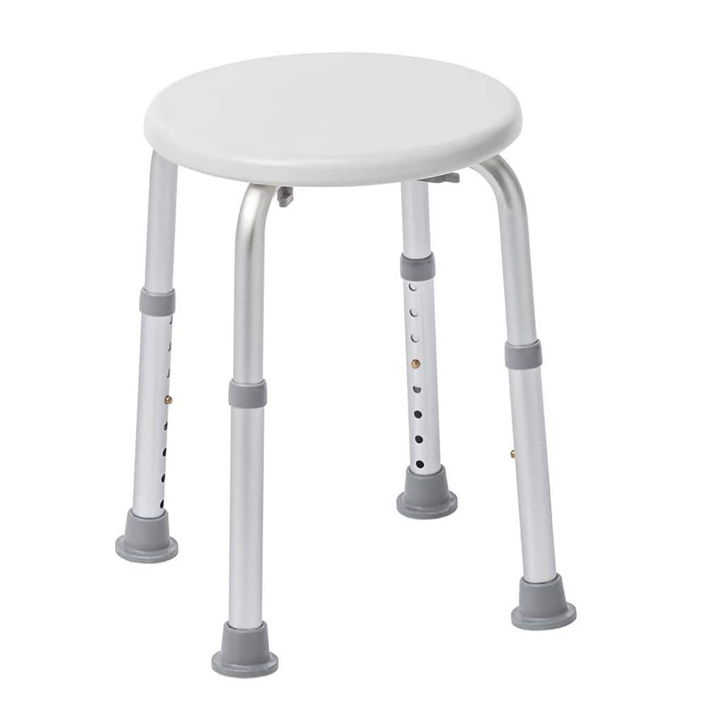 13 in. W Adjustable Aluminum Round Shower Seat in White
