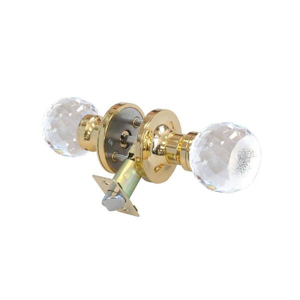 Krystal Touch of NY Love Rose Crystal Brass Privacy Bed/Bath Door Knob with LED Mixing Lighting Touch Activated