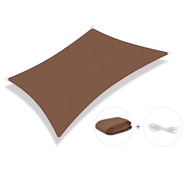 16'x16' Sun Shade Sail Brown Square Canopy for Patio Garden Outdoor Backyard