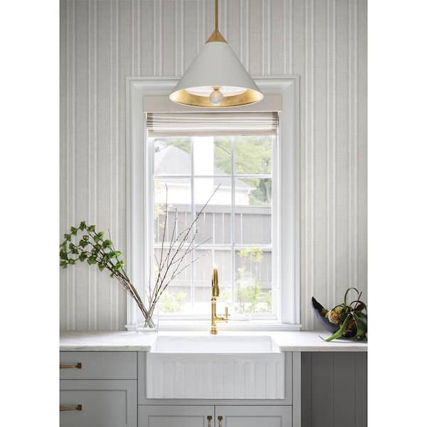 Ayanna Neutral White Striped Wallpaper Sample