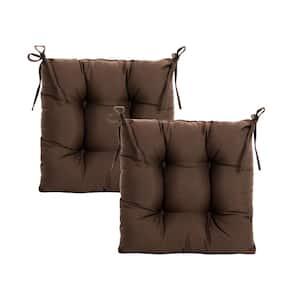Outdoor Tufted Seat Cushions 2-Pack 19x19", for Patio Bench Dining Chair Lounge Chair Seat Pad Brown
