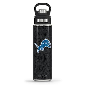 NFL DET LIONS LOGO BK 24OZ Wide Mouth Water Bottle Powder Coated Standard Lid