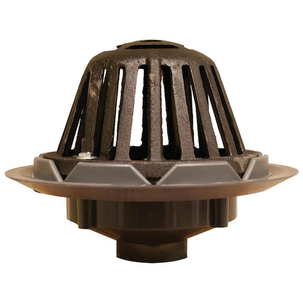 JONES STEPHENS 11 in. O.D. PVC Roof Drain Fits Over 3 in. Schedule 40 DWV Pipe with Cast Iron Dome