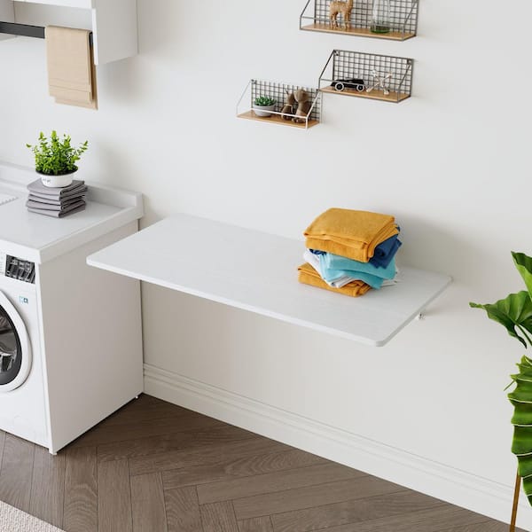 Laundry Room Folding Table Wall Mounted Folding Table for Small Spaces, Fold Down Desk, Workbench