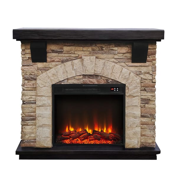 44 in. Freestanding Electric Fireplace in Tan