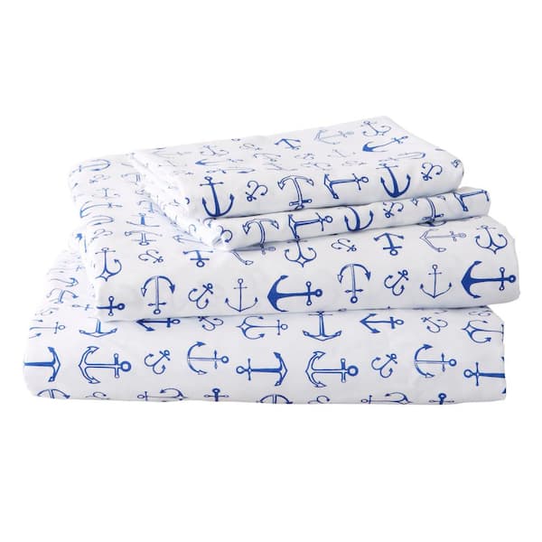 Anchor Coastal 4-Pc. Printed fashion Queen Sheet Set Bedding