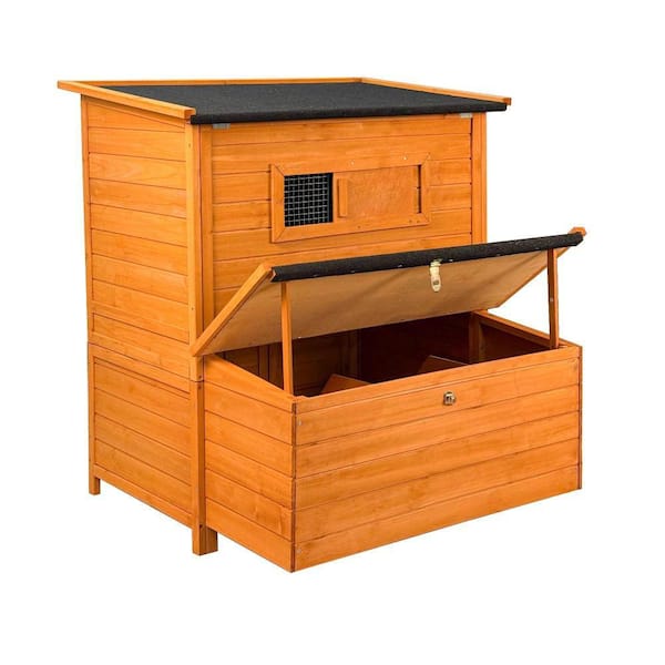 Brown Large Wooden Chicken Coop with Nesting Box Poultry Cage