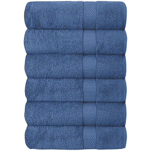 6-Piece Blue Cotton Bath Towel Set