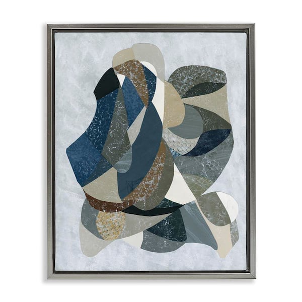 Stupell Industries Intertwined Geometric Shapes by Coco Good Gray Floater Frame Abstract Graphic Art Print 21 in. x 17 in.