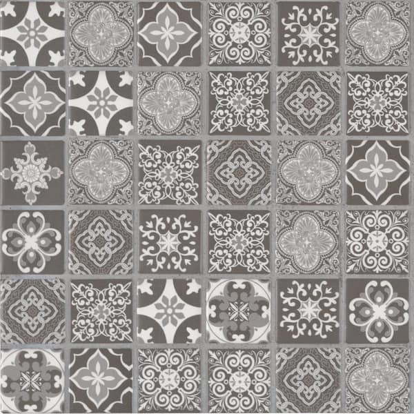 MSI Encaustic Anya Charcoal 11.81 in. x 11.81 in. Glossy Porcelain Wall Tile (14.55 sq. ft./Case)