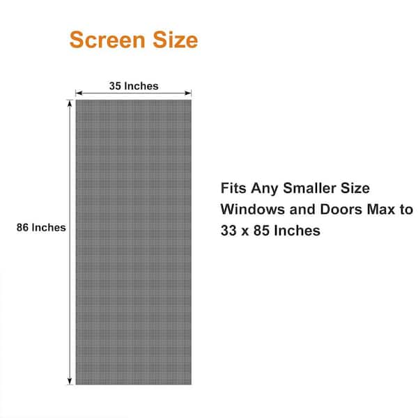 Angel Sar 35 in. W x 86 in. L Black Pet Proof Window Screen Door Replacement Mesh for Sliding Glass/Patio/Balcony/Porch/Pool
