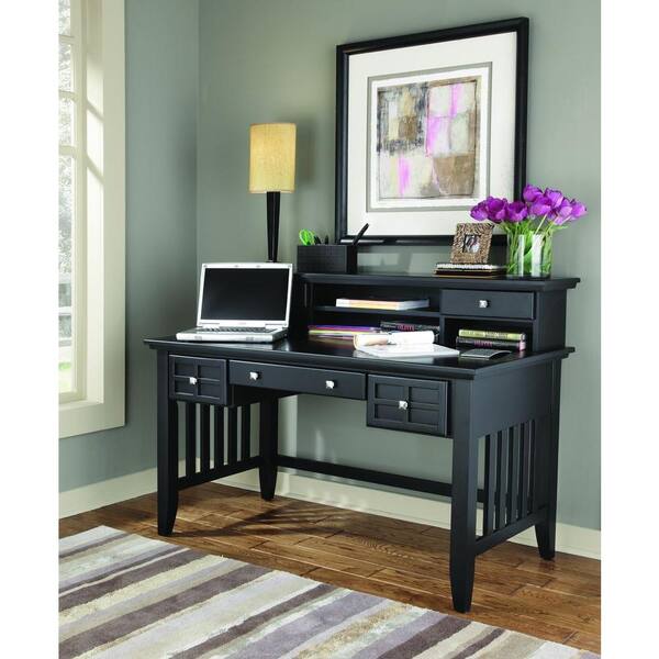 Home Styles Arts and Crafts Black Desk with Hutch