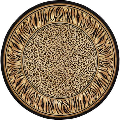 Wildlife Cheetah Light Brown 8' 0 x 8' 0 Round Rug
