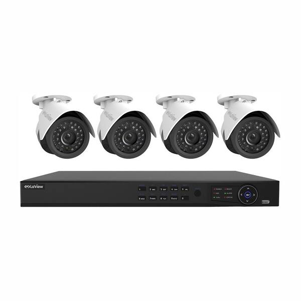LaView 8-Channel Full HD IP Indoor/Outdoor Surveillance 2TB NVR System with (4) 1080P Cameras Free Remote View & Motion Record