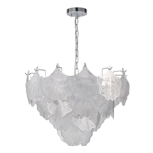Radiance 23.6 in.W Farmhouse 8-Light Chrome Chandelier with Ginkgo Leaves for Dining Room Bedroom Kitchen Entryway