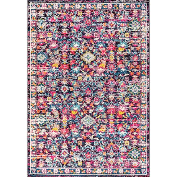 Modern Persian Boho Floral Multi/Purple 5 ft. x 8 ft. Area Rug
