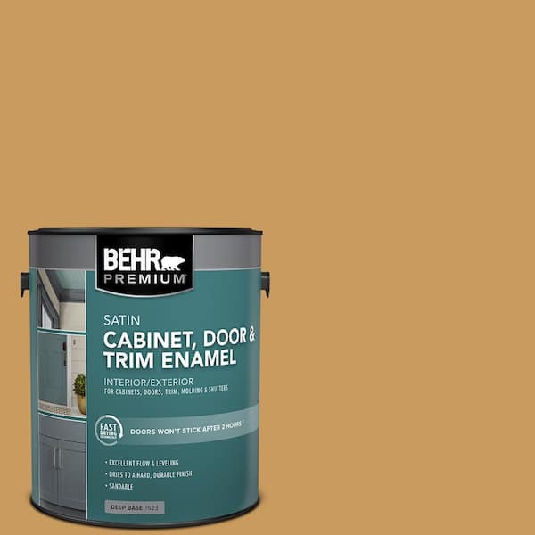 BEHR PREMIUM 1 gal. #M280-6 Solid Gold Satin Enamel Interior/Exterior Cabinet, Door & Trim Paint