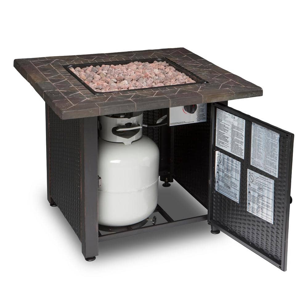 Black and Brown Steel Outdoor Gas Fire Pit Table