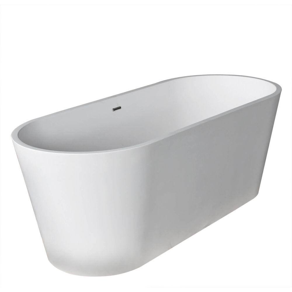 Universal Tubs Heart Stone 5.6 ft. Artificial Stone Center Drain Oval  Bathtub in White HD6728LHSXCWXX