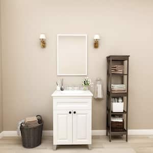 24 in. W x 21 in. D x 35 in. H Single Sink Freestanding Bath Vanity in White with White Engineered Stone Top