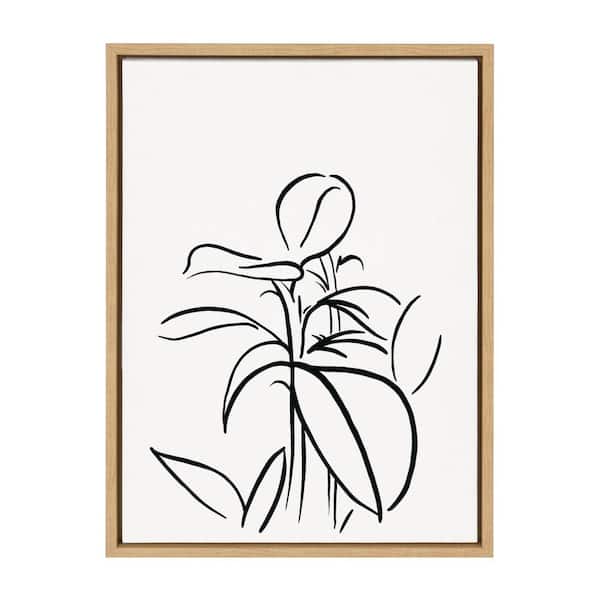 Kate and Laurel Sylvie Botanical Sketch Print No 1 1-Piece Natural Framed Canvas Art Print, 24.00 in. x 18.00 in .