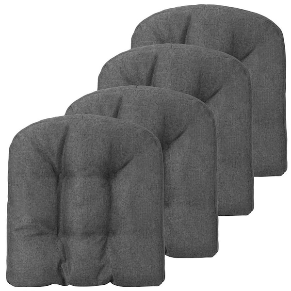 Gray Solid U-Shaped Chair Pads Seat Cushion with Polyester Cover (Set of 4)
