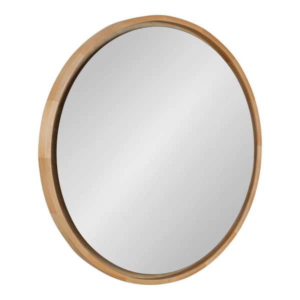 Kate and Laurel Evans 30 in. x 30 in. Classic Round Framed Natural Wall Mirror