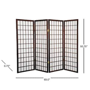 4 ft. Short Window Pane Shoji Screen - Walnut - 4 Panels