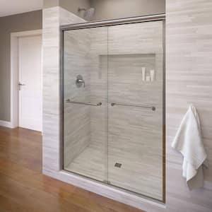 Infinity 47 in. x 70 in. Semi-Frameless Sliding Shower Door in Chrome with AquaGlideXP Clear Glass