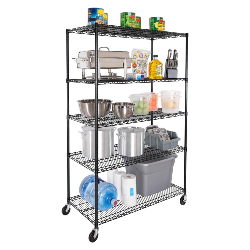 UltraDurable Black Adjustable Steel Wire Shelving Unit, 5-Tier