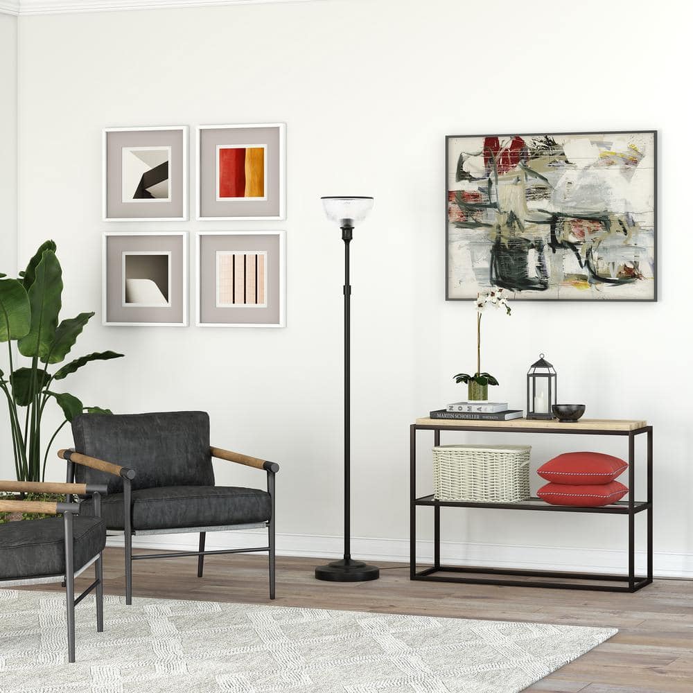 Francis 65" Bronze Torchiere Floor Lamp with Clear Glass Shade