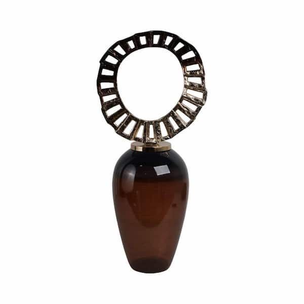 Sagebrook Home 31 in. Brown/Black Glass Vase With Crown Top